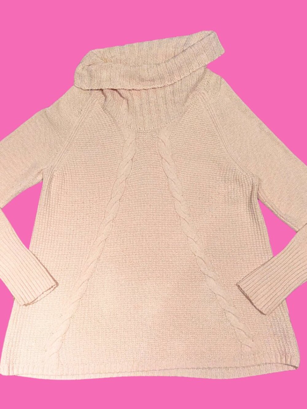 Beige Knit Turtleneck Sweater Size XL